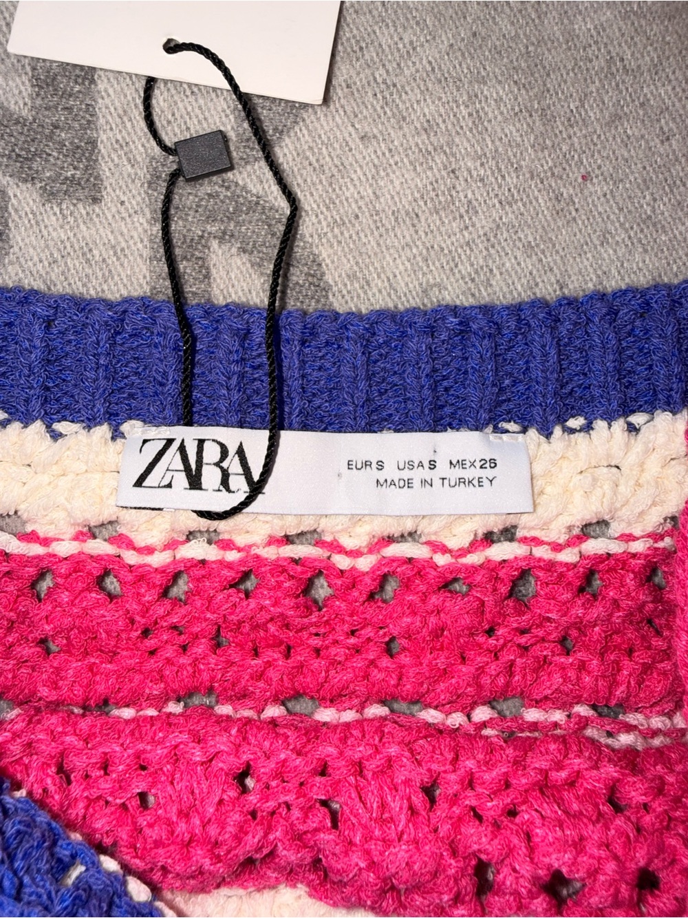 NWT ZARA Multicolor Crochet Ruffle-Strap Top - Picture 3 of 7